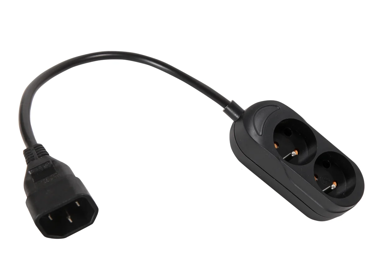 Adapter z wtykiem IEC C14 męskim przewód 3x1mm2 H05VV-F z gniazdem double GN-270